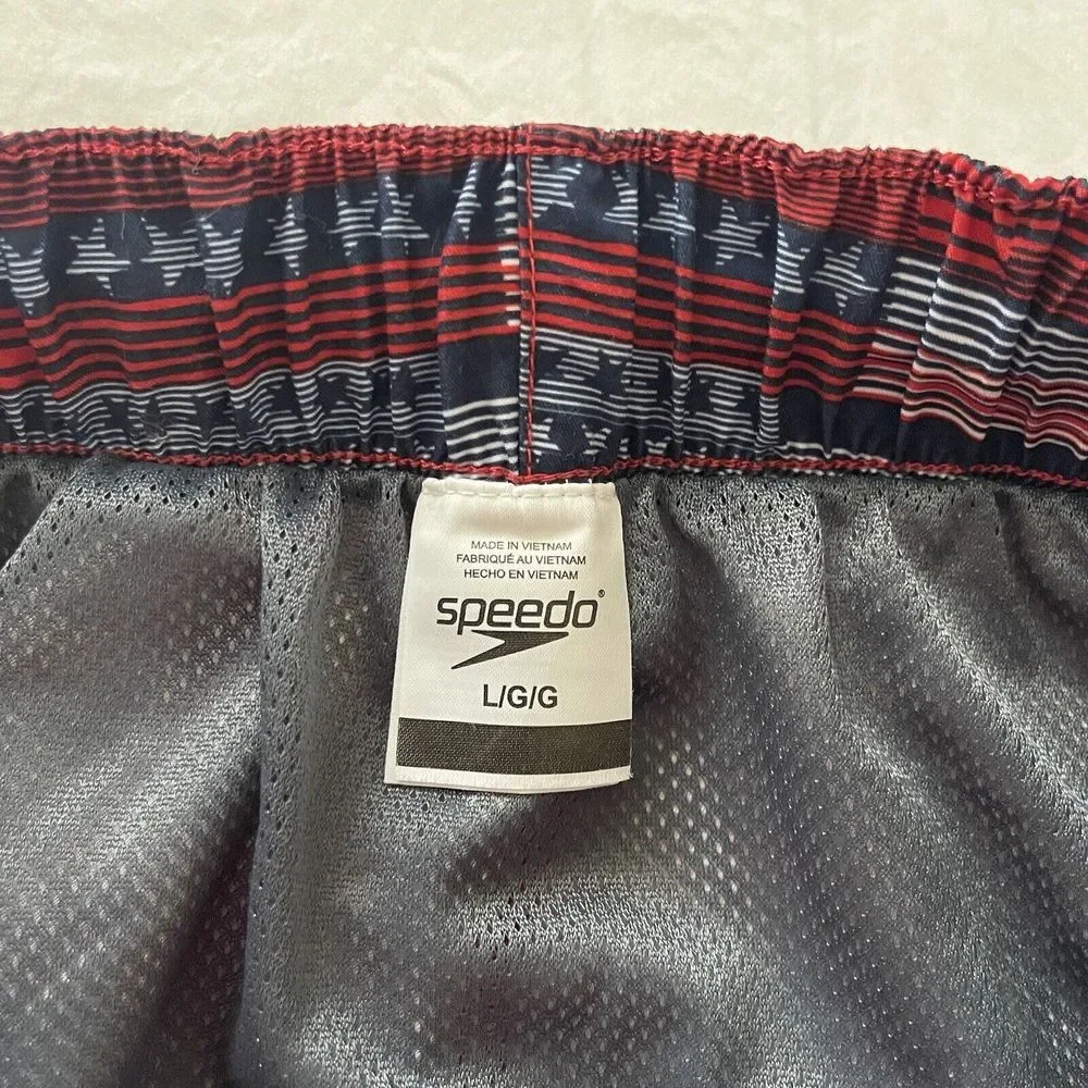 Speedo Mens Red Bathing Suit Shorts‎ Size Large UV 50+ America